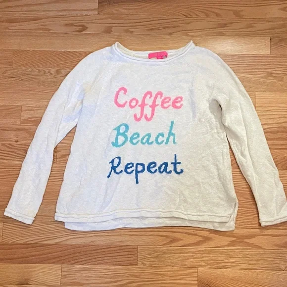 Lilly Pulitzer Coffee Beach Repeat Danette Sweater - Picture 1 of 12